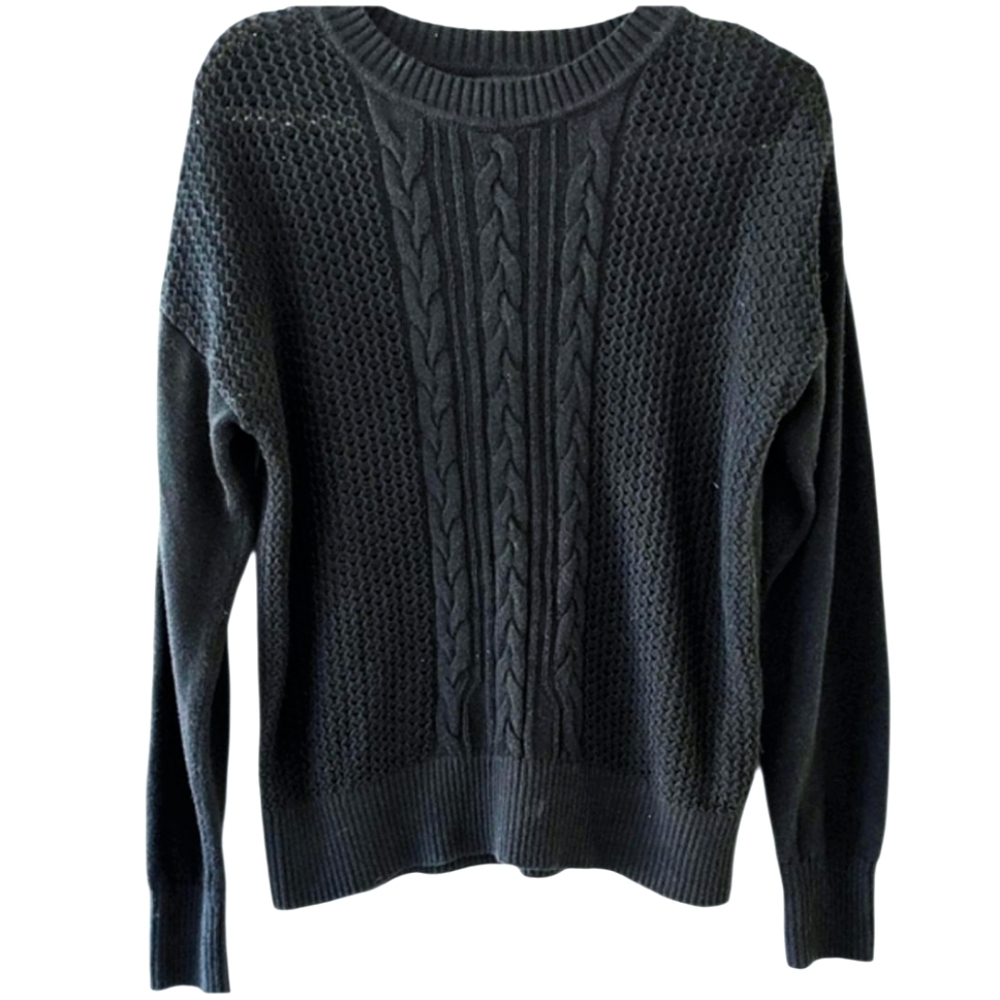 BANANA REPUBLIC Cotton Blend Boxy Fisherman Cable Knit Sweater Size Medium